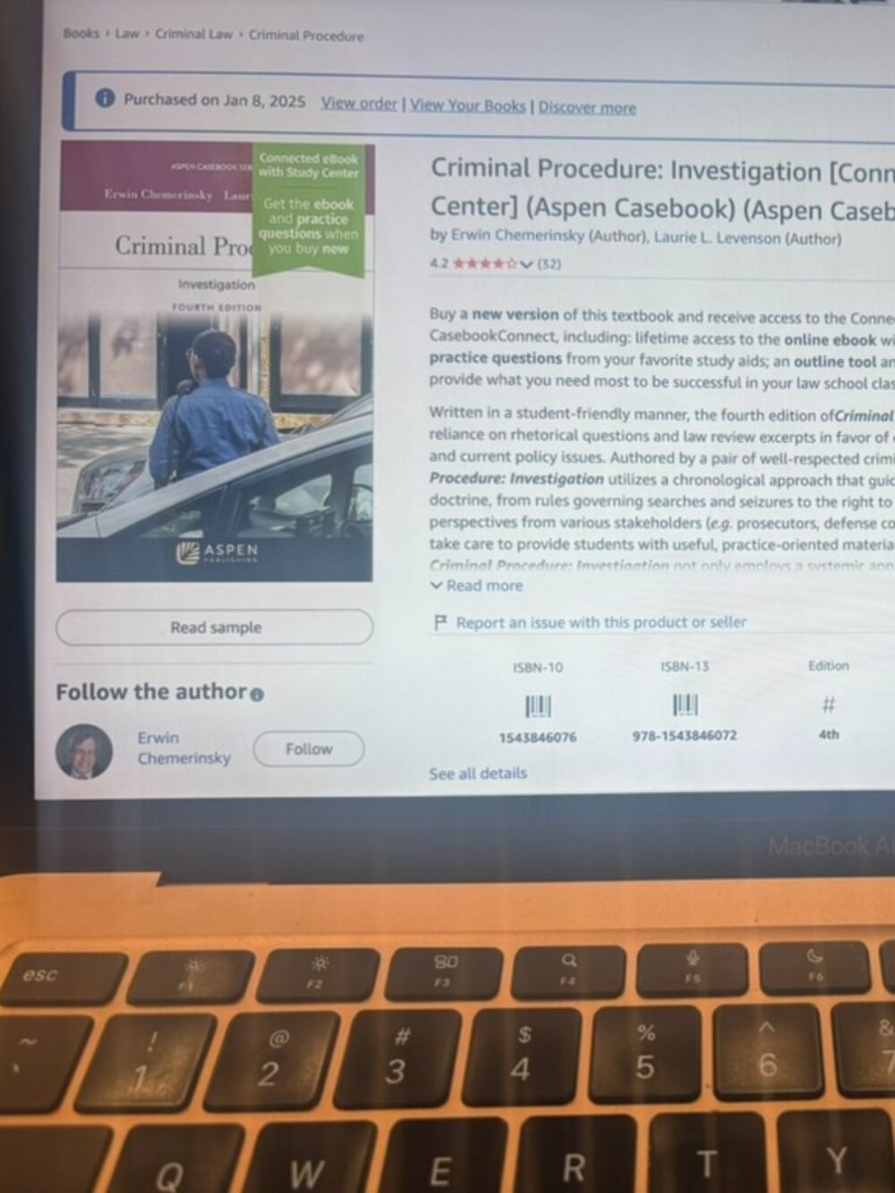 Law book criminal procedure: investigation aspen